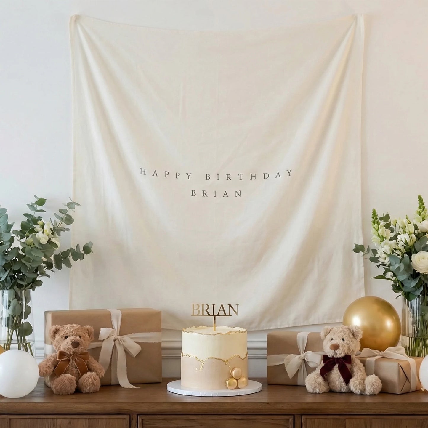 Minimalist Birthday Tapestry Personalized Custom Name Birthday Backdrop Party Photo Banner