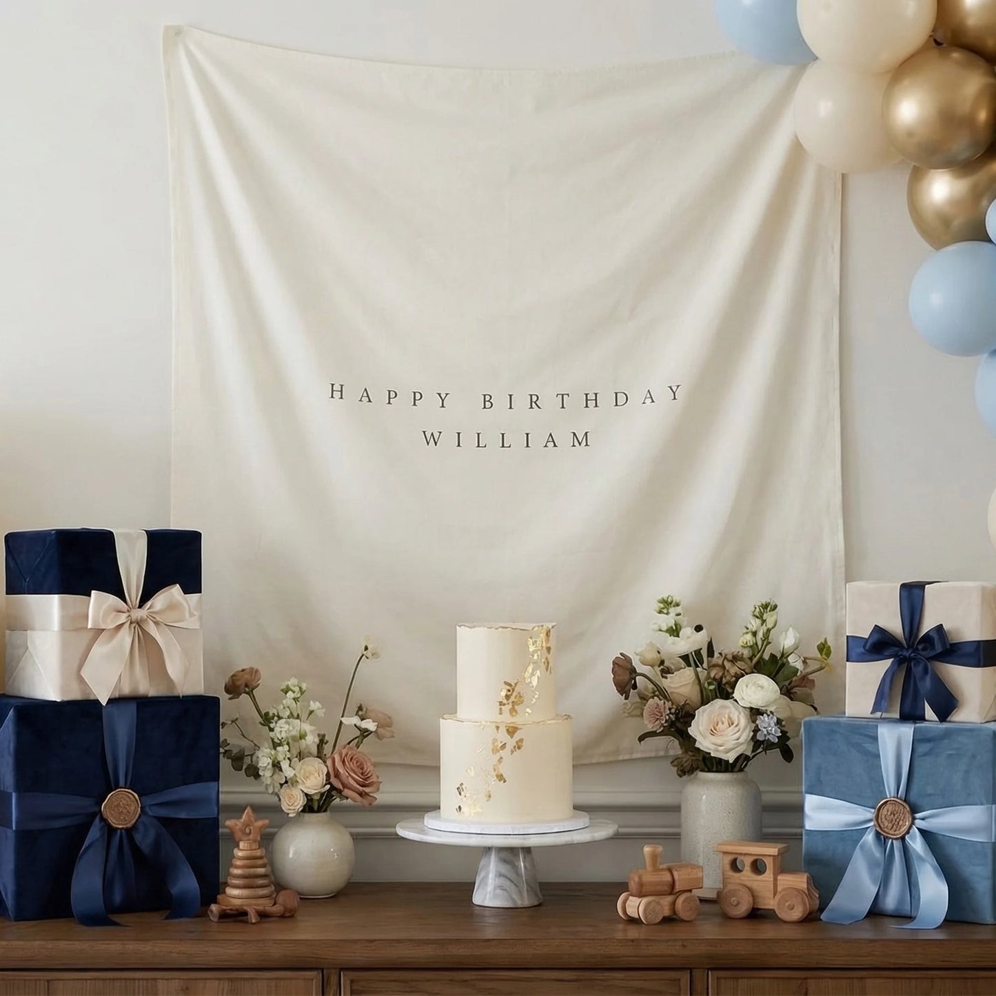 Minimalist Birthday Tapestry Personalized Custom Name Birthday Backdrop Party Photo Banner