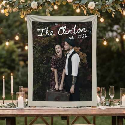 Custom Wedding Photo Banner Personalized Couple Photo Backdrop Engagement Party Wedding Banner