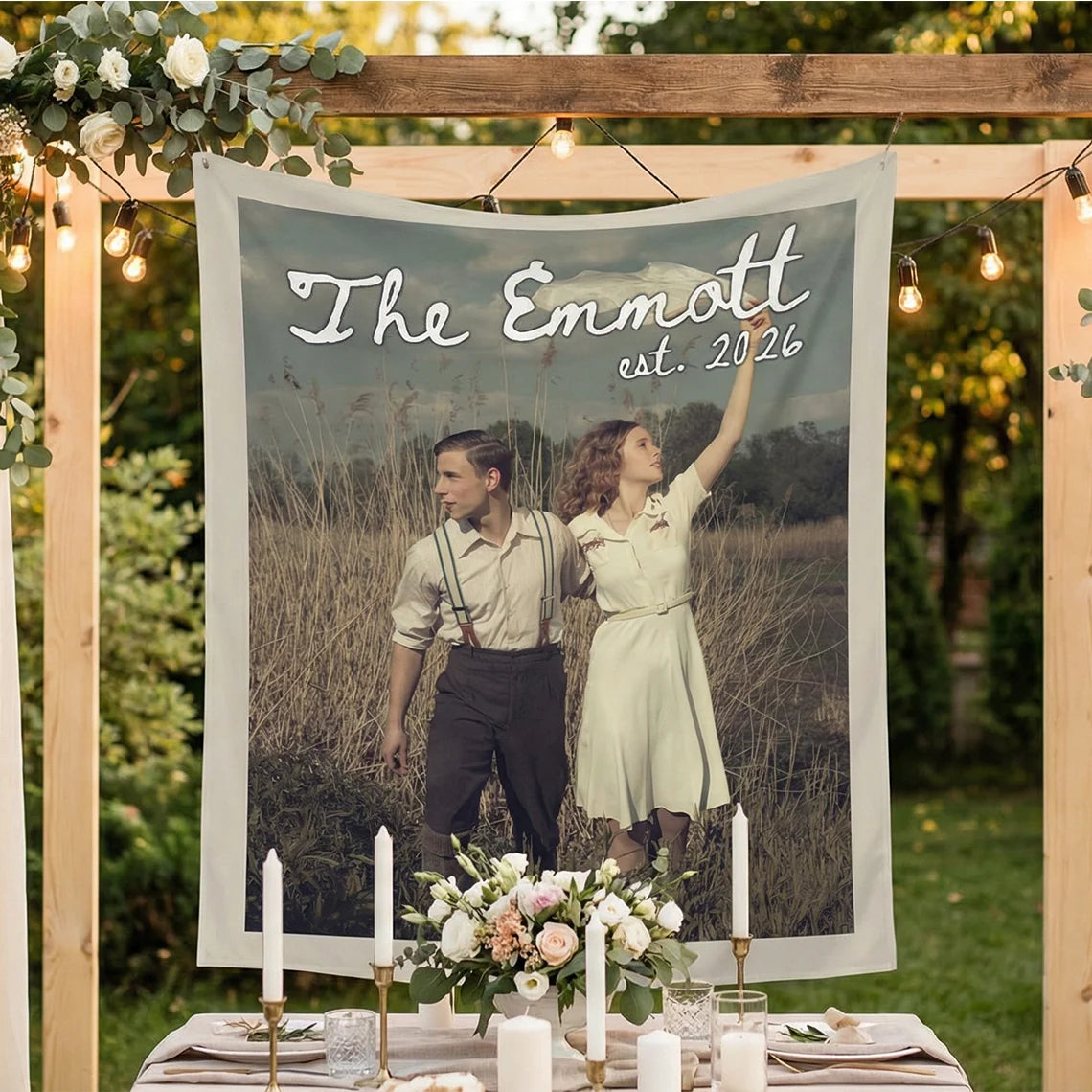 Custom Wedding Photo Banner Personalized Couple Photo Backdrop Engagement Party Wedding Banner