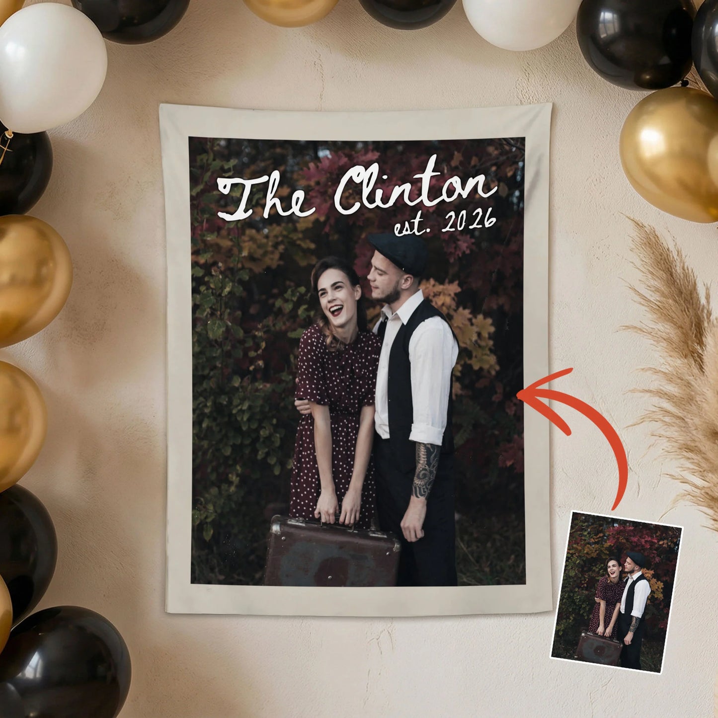 Custom Wedding Photo Banner Personalized Couple Photo Backdrop Engagement Party Wedding Banner