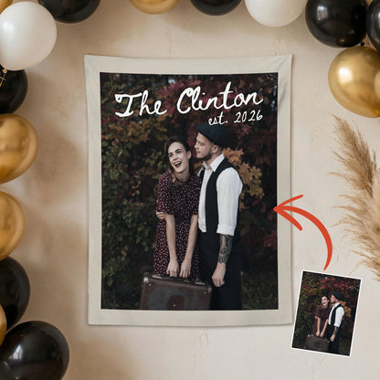 Custom Wedding Photo Banner Personalized Couple Photo Backdrop Engagement Party Wedding Banner