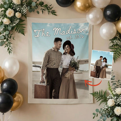 Custom Wedding Photo Banner Personalized Couple Photo Backdrop Engagement Party Wedding Banner