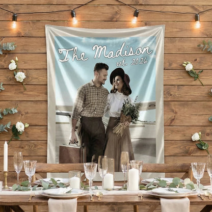 Custom Wedding Photo Banner Personalized Couple Photo Backdrop Engagement Party Wedding Banner