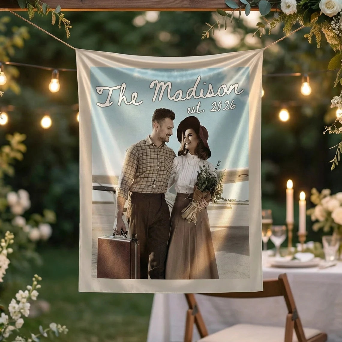 Custom Wedding Photo Banner Personalized Couple Photo Backdrop Engagement Party Wedding Banner