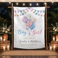 Gender Reveal Banner Boy or Girl Backdrop Personalized Gender Reveal Party Tapestry Custom Name Banner