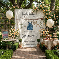 Floral Baby Shower Tapestry Welcome Sign Personalized Custom Name Baby Shower Backdrop Banner
