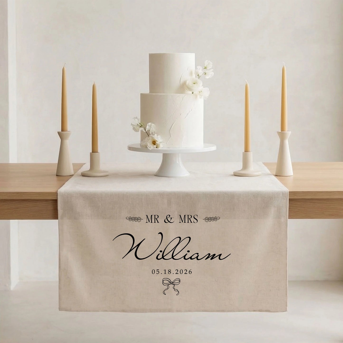 Mr and Mrs Wedding Table Runner Personalized Last Name Wedding Decor Custom Wedding Date Runner