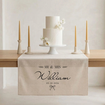 Mr and Mrs Wedding Table Runner Personalized Last Name Wedding Decor Custom Wedding Date Runner