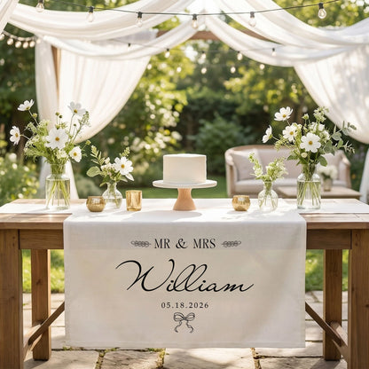 Mr and Mrs Wedding Table Runner Personalized Last Name Wedding Decor Custom Wedding Date Runner