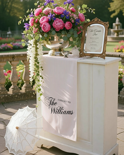 Wedding Table Runner Personalized Wedding Bar Decor Custom Name Reception Table Runner