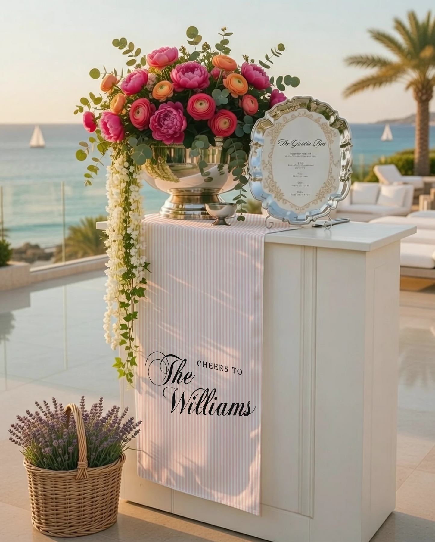 Wedding Table Runner Personalized Wedding Bar Decor Custom Name Reception Table Runner