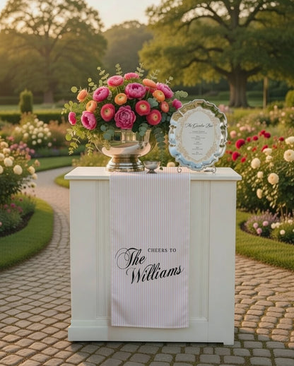Wedding Table Runner Personalized Wedding Bar Decor Custom Name Reception Table Runner
