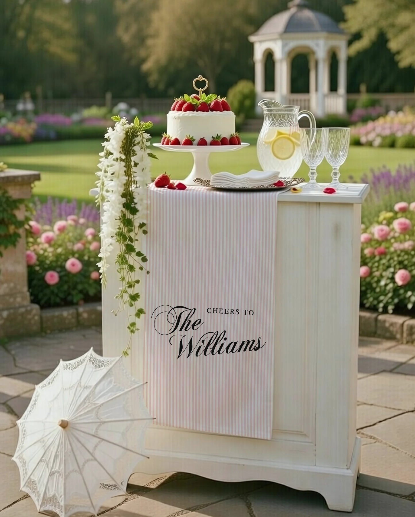 Wedding Table Runner Personalized Wedding Bar Decor Custom Name Reception Table Runner
