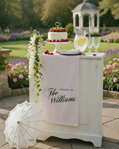 Wedding Table Runner Personalized Wedding Bar Decor Custom Name Reception Table Runner