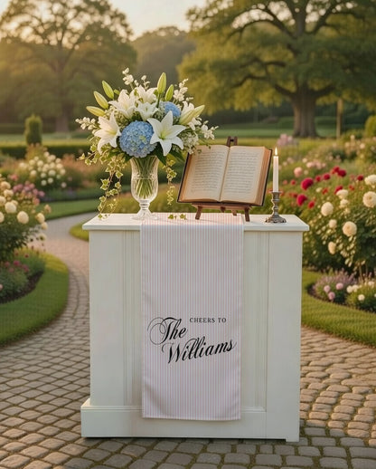 Wedding Table Runner Personalized Wedding Bar Decor Custom Name Reception Table Runner