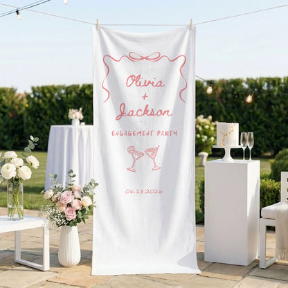 Minimalist Engagement Banner Stand Personalized Custom Name Engagement Party Decor - Wedding