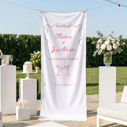 Minimalist Engagement Banner Stand Personalized Custom Name Engagement Party Decor - Wedding