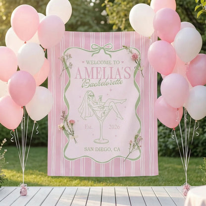 Bachelorette Party Banner Personalized Bride Bachelorette Backdrop Custom Name Bridal Shower Party Banner