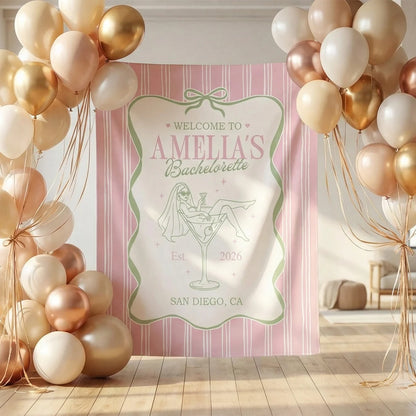 Bachelorette Party Banner Personalized Bride Bachelorette Backdrop Custom Name Bridal Shower Party Banner