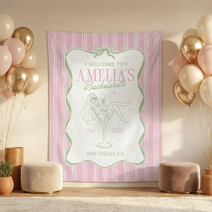 Bachelorette Party Banner Personalized Bride Bachelorette Backdrop Custom Name Bridal Shower Party Banner