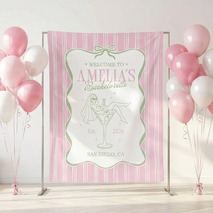 Bachelorette Party Banner Personalized Bride Bachelorette Backdrop Custom Name Bridal Shower Party Banner