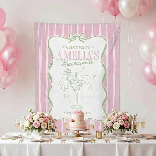 Bachelorette Party Banner Personalized Bride Bachelorette Backdrop Custom Name Bridal Shower Party Banner