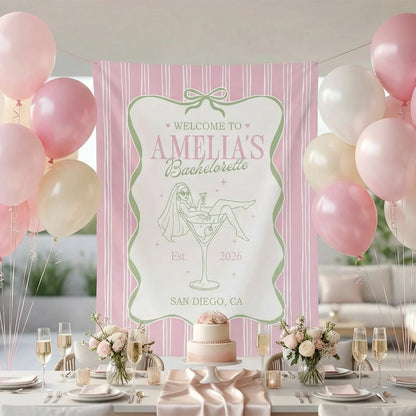 Bachelorette Party Banner Personalized Bride Bachelorette Backdrop Custom Name Bridal Shower Party Banner