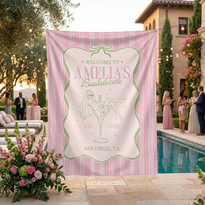Bachelorette Party Banner Personalized Bride Bachelorette Backdrop Custom Name Bridal Shower Party Banner