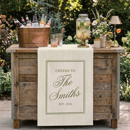 Personalized Wedding Bar Sign Cheers To Family Name, Custom Couple Name, Elegant Wedding Cocktail Sign