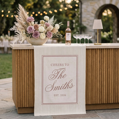 Personalized Wedding Bar Sign Cheers To Family Name, Custom Couple Name, Elegant Wedding Cocktail Sign