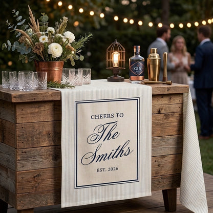 Personalized Wedding Bar Sign Cheers To Family Name, Custom Couple Name, Elegant Wedding Cocktail Sign