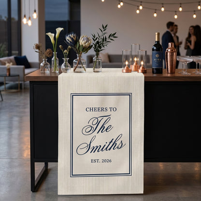 Personalized Wedding Bar Sign Cheers To Family Name, Custom Couple Name, Elegant Wedding Cocktail Sign