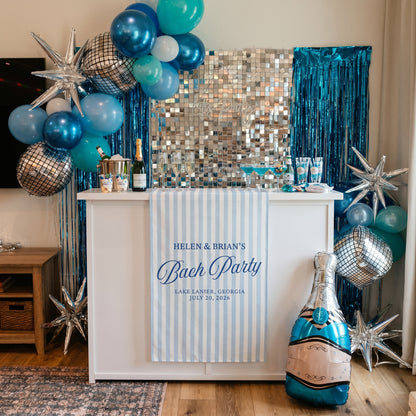 Personalized Linen Bachelorette Striped Bar Or Event Sign, Custom Name Bar Wedding Sign