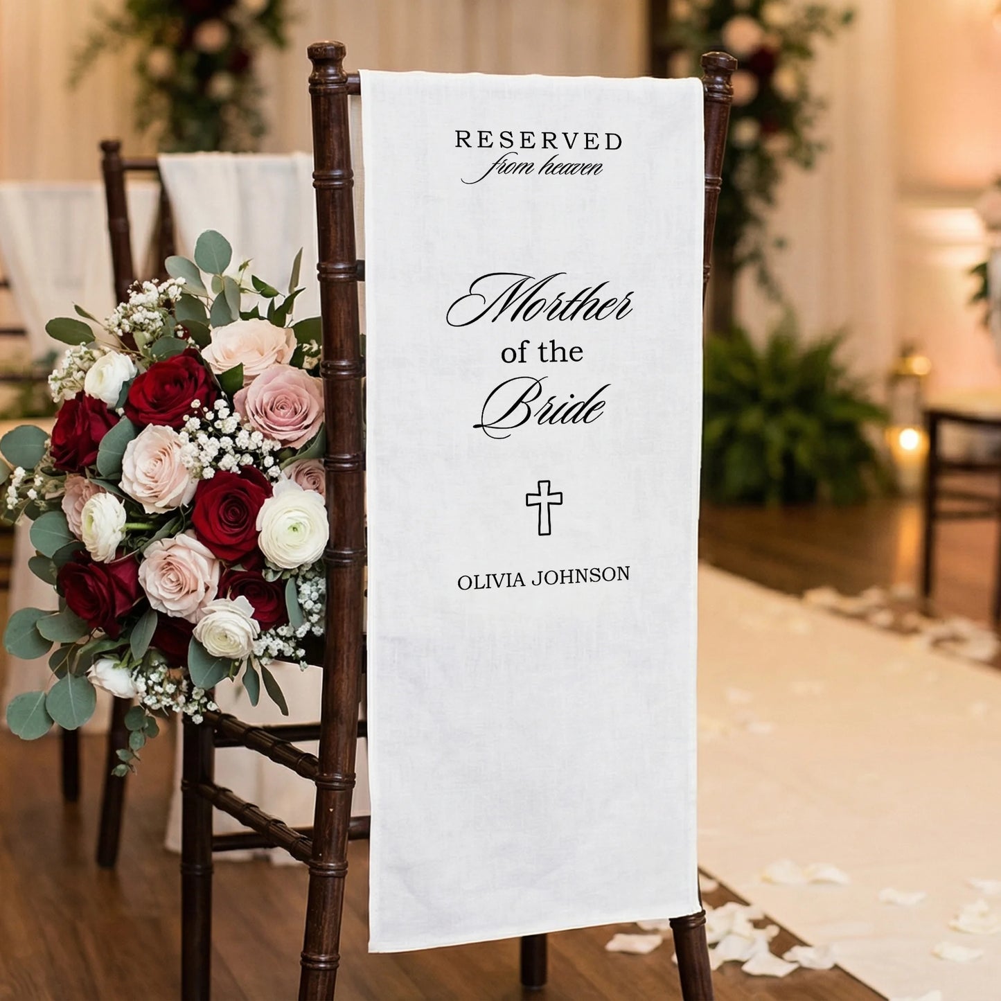 Reserved From Heaven Mother of the Bride Memorial Chair Sign Personalized Wedding Memory Seat