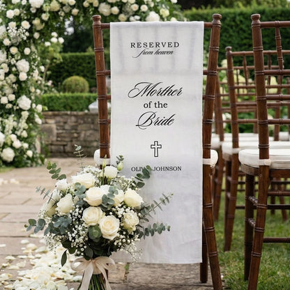 Reserved From Heaven Mother of the Bride Memorial Chair Sign Personalized Wedding Memory Seat
