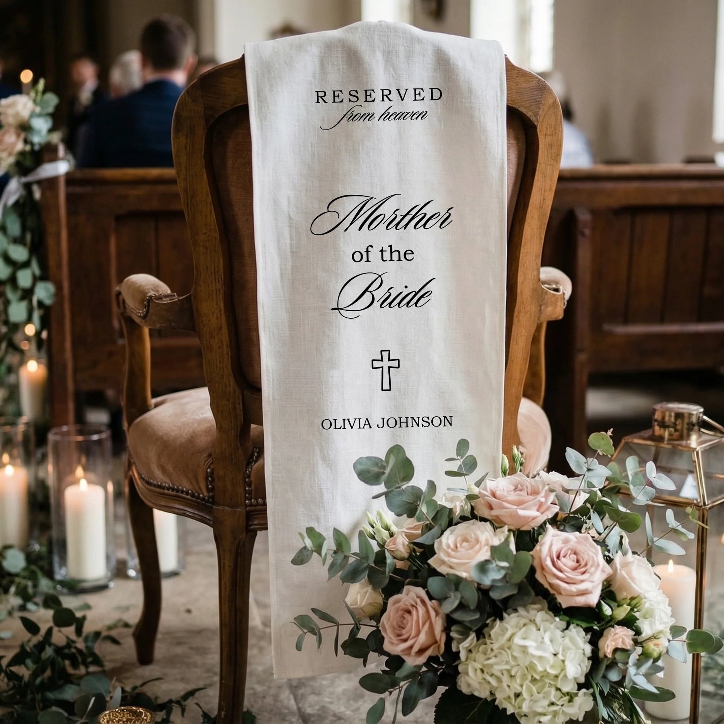 Reserved From Heaven Mother of the Bride Memorial Chair Sign Personalized Wedding Memory Seat