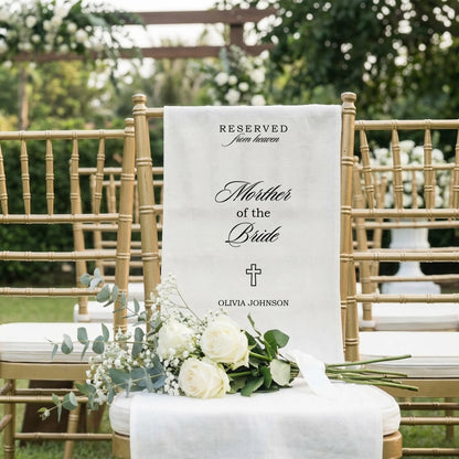 Reserved From Heaven Mother of the Bride Memorial Chair Sign Personalized Wedding Memory Seat