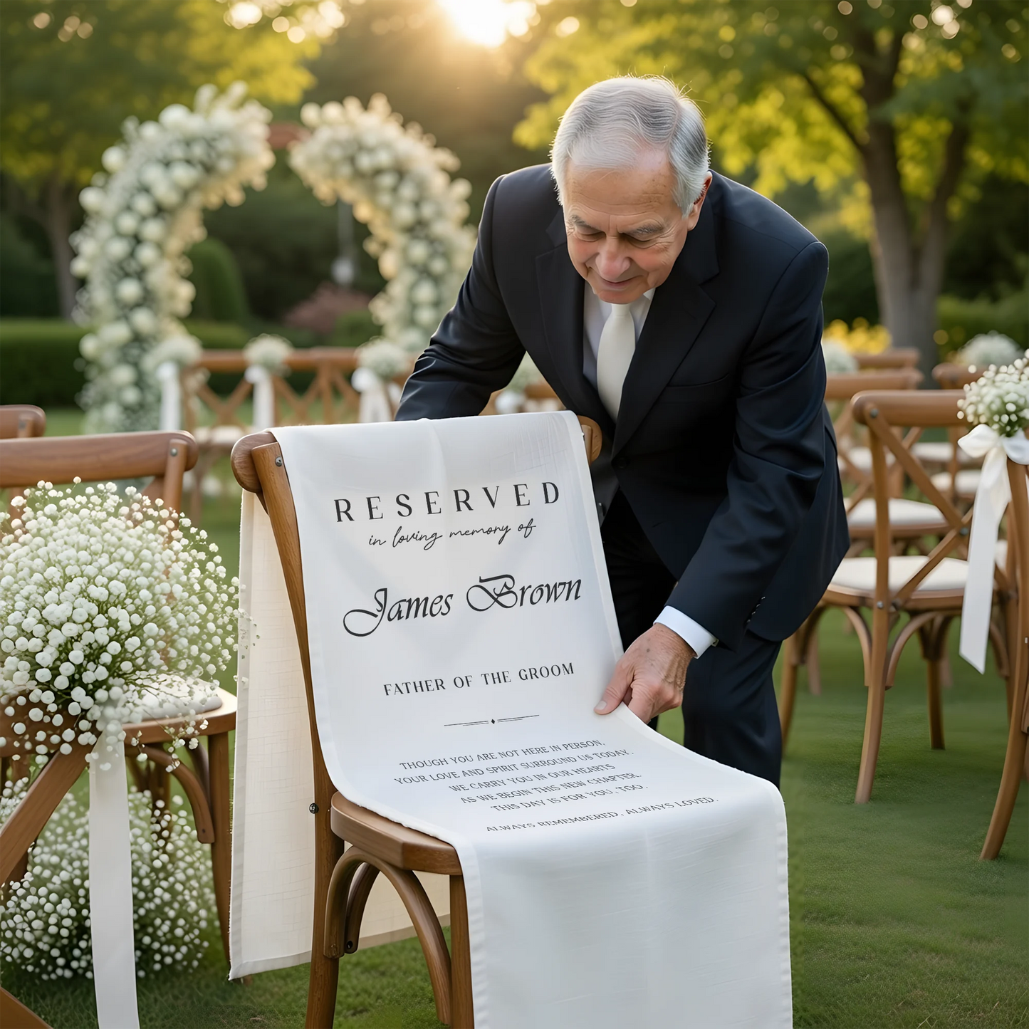 Personalized Memorial Wedding Chair Sign Reserved Seat In Loving Memory With Name