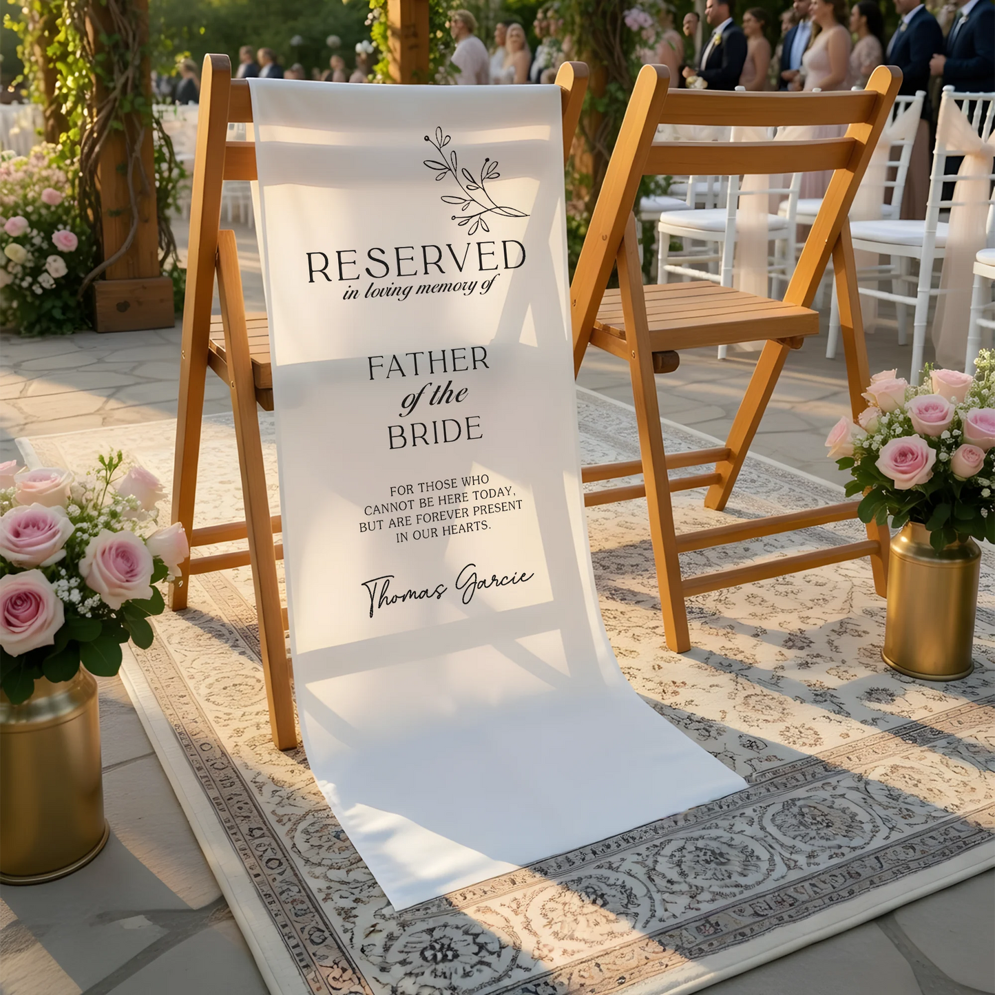 Reserved Father of the Bride Memorial Chair Sign Personalized Wedding Memory Seat Cover