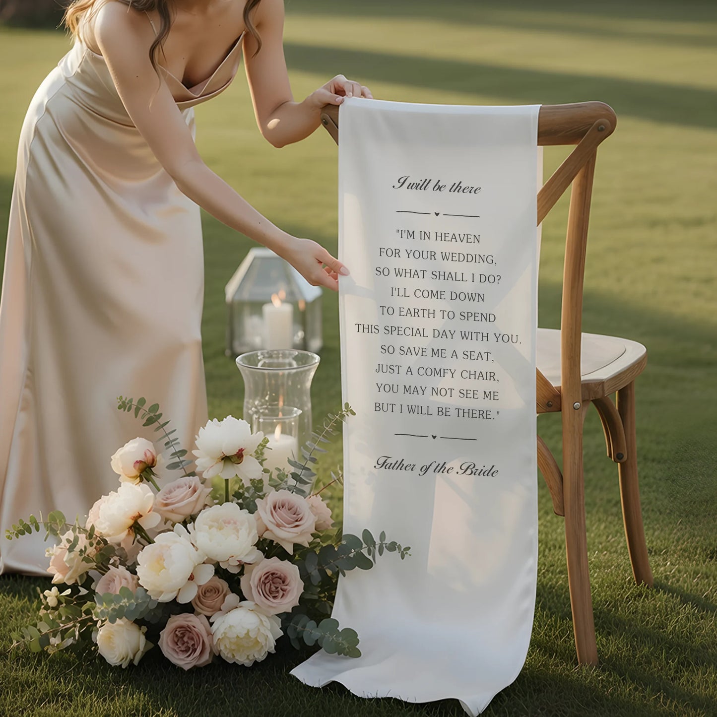 I Will Be There Memorial Wedding Chair Sign Reserved Seat In Loving Memory Chair Cover