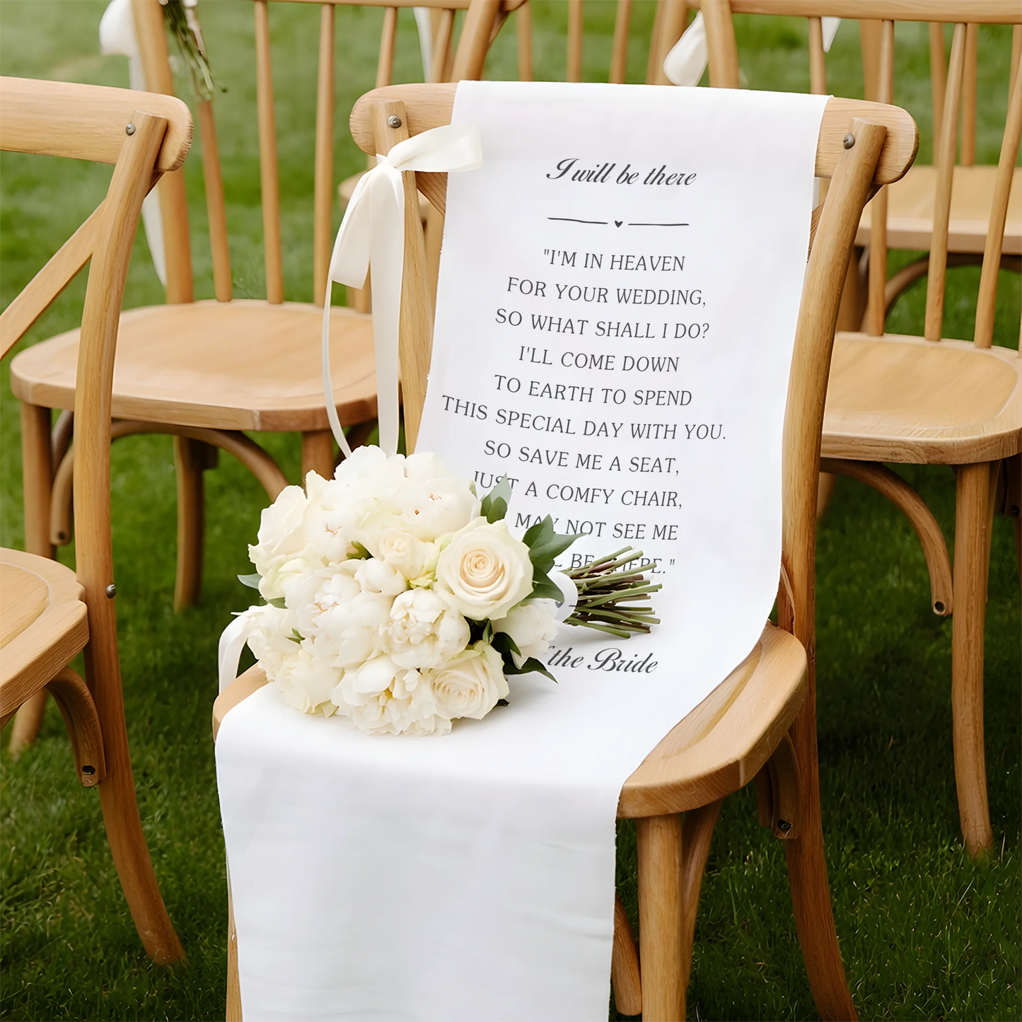 I Will Be There Memorial Wedding Chair Sign Reserved Seat In Loving Memory Chair Cover