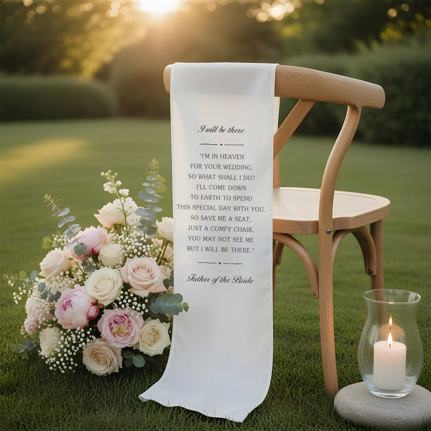 I Will Be There Memorial Wedding Chair Sign Reserved Seat In Loving Memory Chair Cover