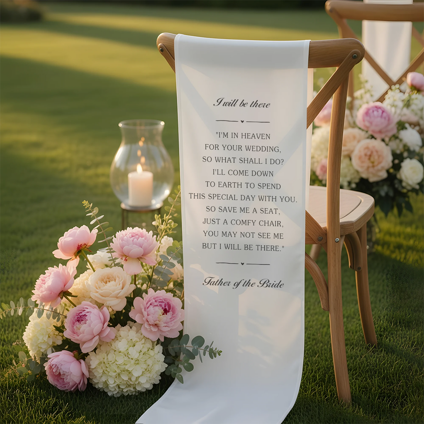 I Will Be There Memorial Wedding Chair Sign Reserved Seat In Loving Memory Chair Cover