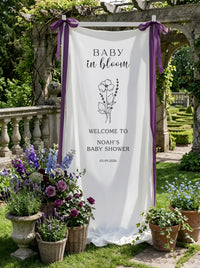 Baby in Bloom Baby Shower Banner Stand Personalized Floral Baby Shower Welcome Sign Custom Name Decor