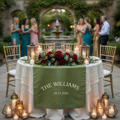 Personalized Wedding Table Runner Custom Family Name Wedding Decor Head Table Linen Runner