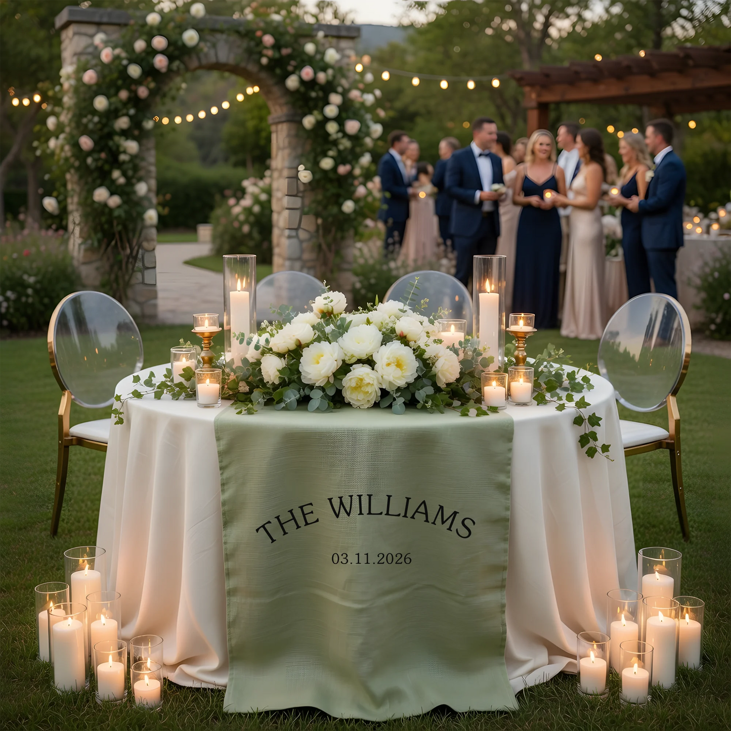 Personalized Wedding Table Runner Custom Family Name Wedding Decor Head Table Linen Runner