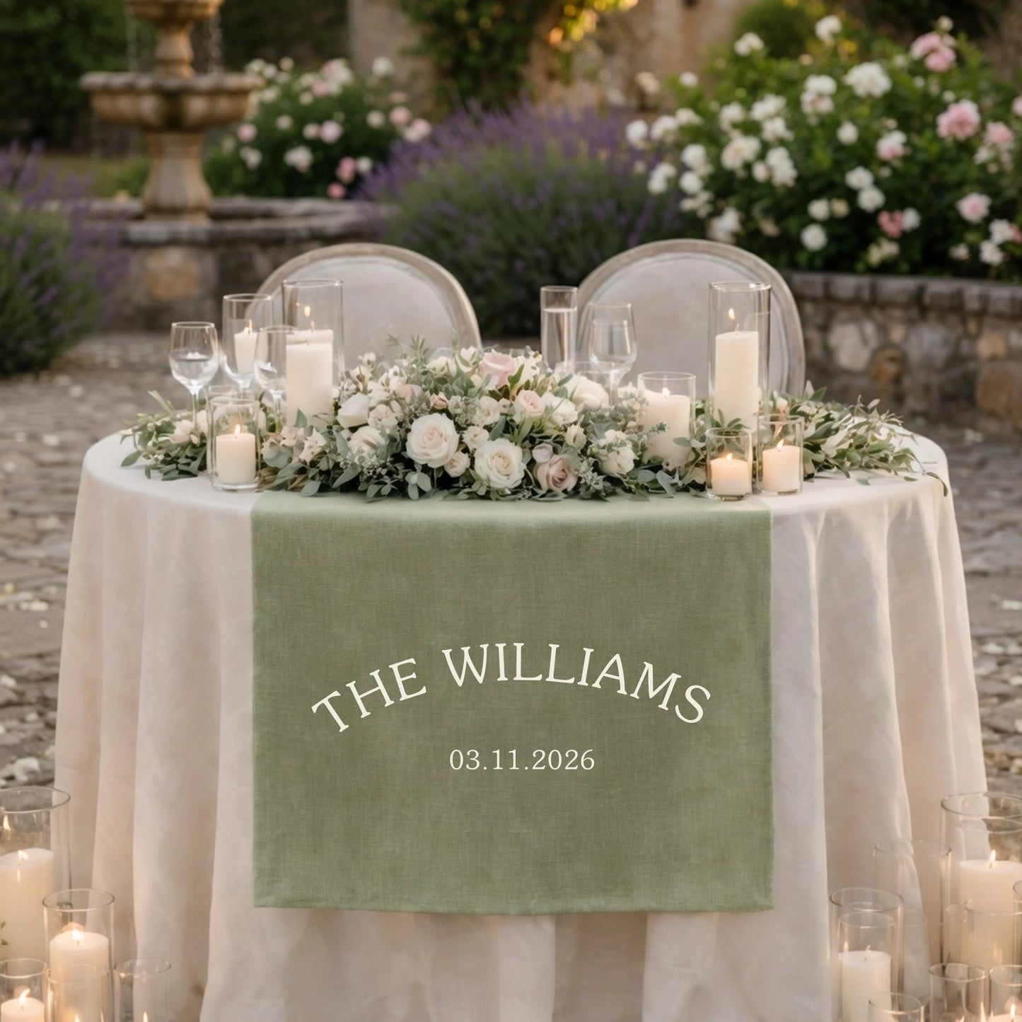 Personalized Wedding Table Runner Custom Family Name Wedding Decor Head Table Linen Runner