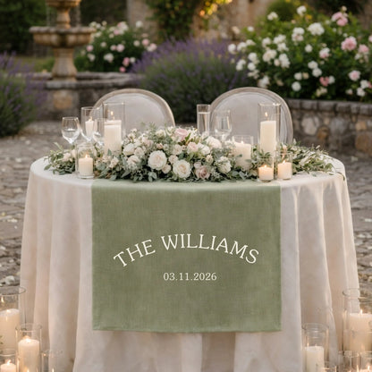 Personalized Wedding Table Runner Custom Family Name Wedding Decor Head Table Linen Runner