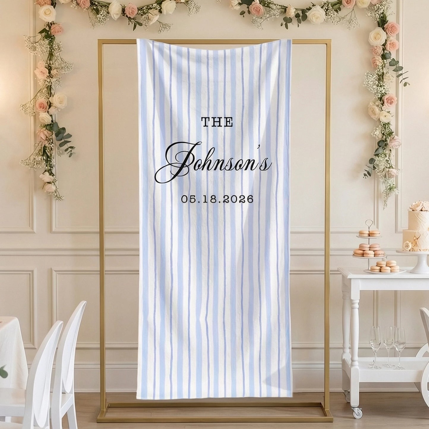 Wedding Banner Stand Personalized Wedding Welcome Sign Custom Name Wedding Backdrop Decor